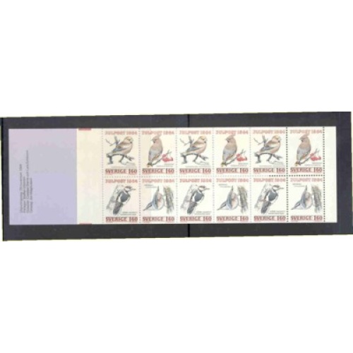 Sweden Sc 1520a  1984 Christmas, Birds,  stamp booklet pane mint NH