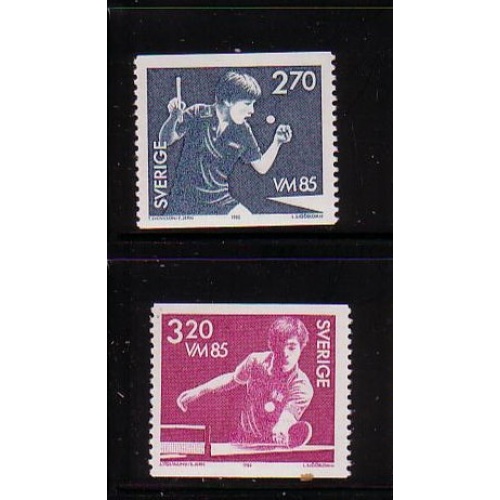 Sweden Sc  1530-1531 1985 Table Tennis stamp set mint NH
