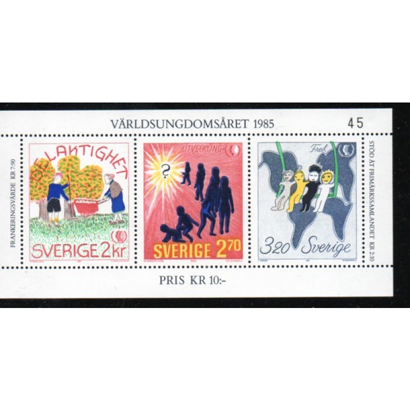 Sweden Sc  1553 1985 International Youth Year  stamp sheet  mint NH