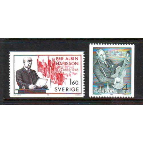 Sweden Sc 1556-7 1985 Hansson & Sjoberg stamp set mint NH