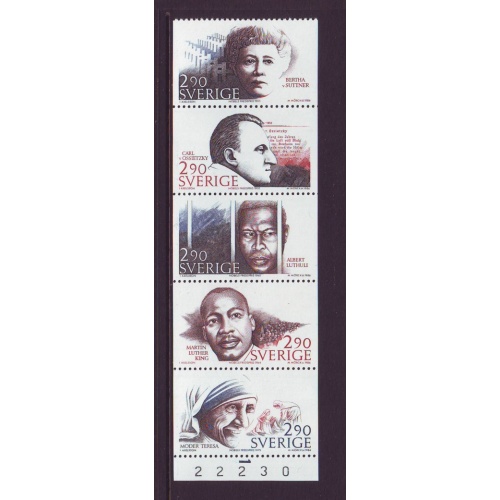 Sweden Sc  1622a 1986 Nobel Peace Prize stamp booklet  mint NH