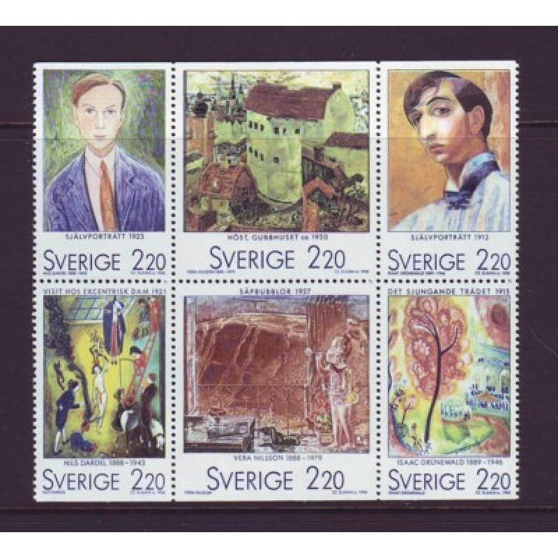 Sweden Sc  1699a 1988 Paintings  stamp sheet  mint NH