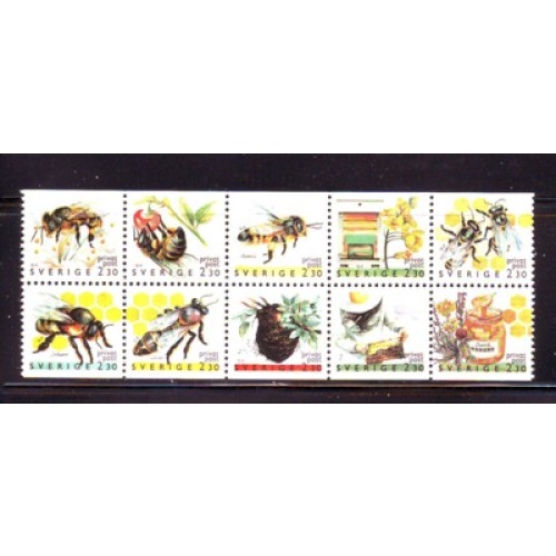 Sweden Sc 1819-1828 1990 Bees Apiculture stamp set mint NH