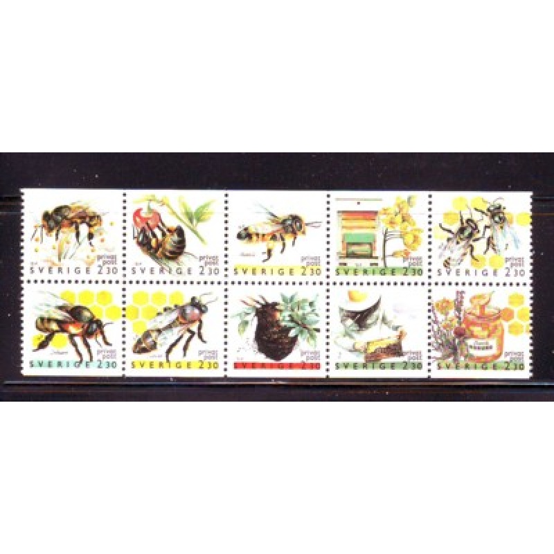 Sweden Sc 1819-1828 1990 Bees Apiculture stamp set mint NH