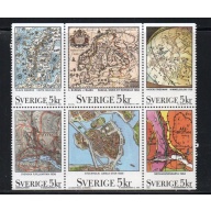 Sweden Sc 1861-1866 1991 Old Scandinavian Maps stamp set mint NH
