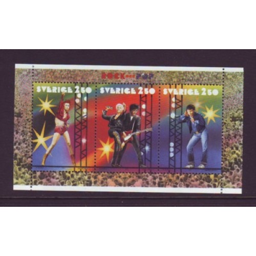Sweden Sc 1909a 1991 Rock Musicians stamp booklet pane  mint NH