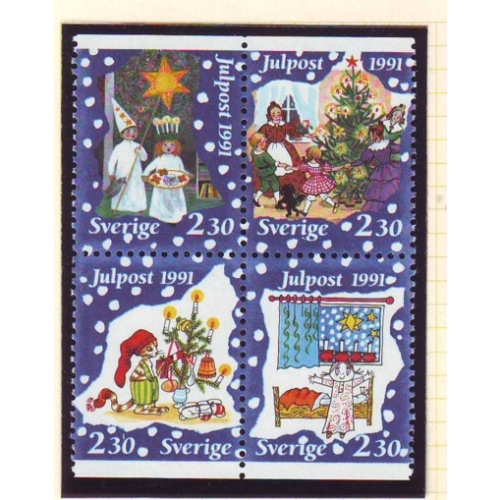 Sweden Sc 1910-1913 1991 Christmas stamp set  mint NH