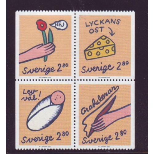 Sweden Sc 1957-1960 1992 Greetings stamp set mint NH