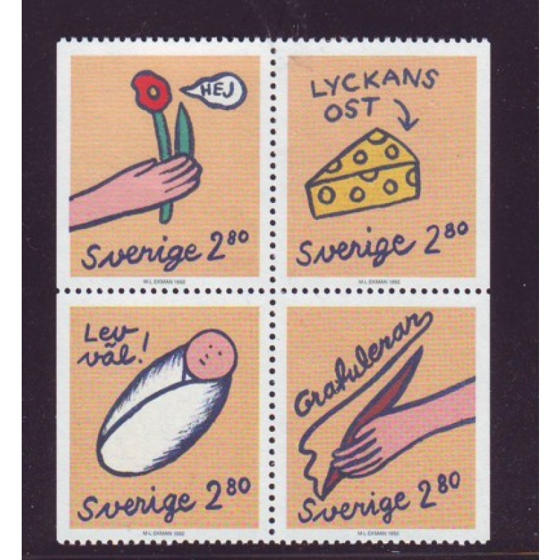 Sweden Sc 1957-1960 1992 Greetings stamp set mint NH