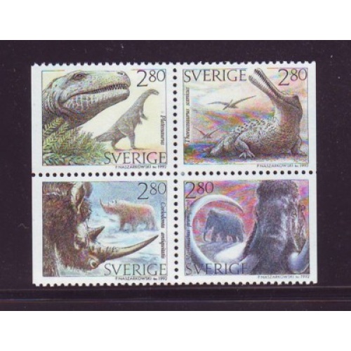 Sweden Sc 1969-1972 1992 Prehistoric Animals stamp set mint NH