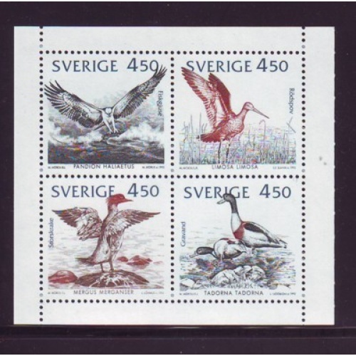 Sweden Sc 1975-1978 1992 Baltic Birds stamp set mint NH