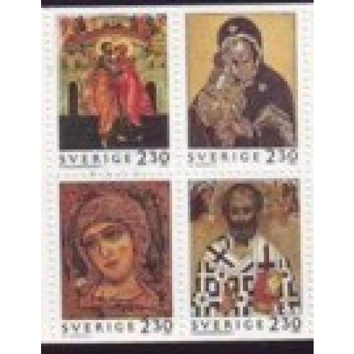 Sweden Sc 1979-1982 1992 Christmas, Paintings, stamp set mint NH