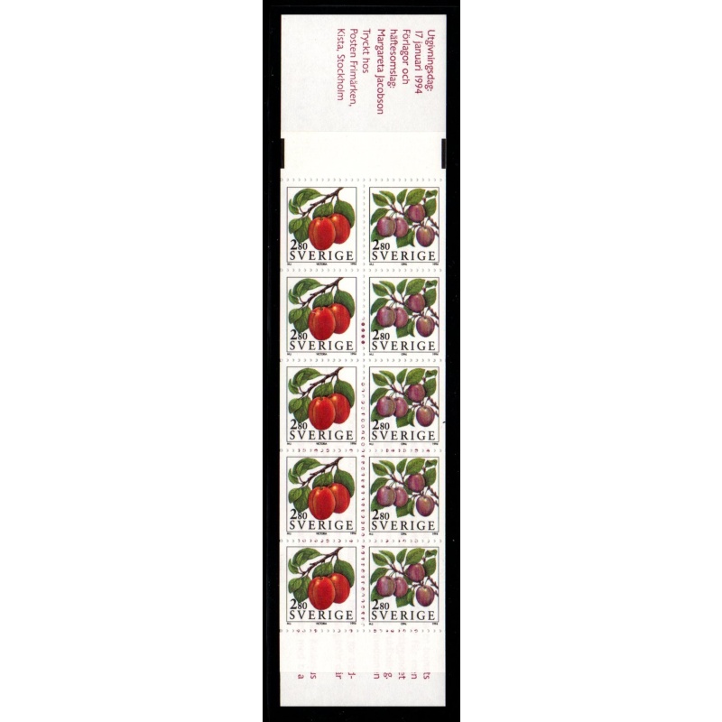 Sweden Sc 1998b 1995 Fruits stamp booklet mint NH