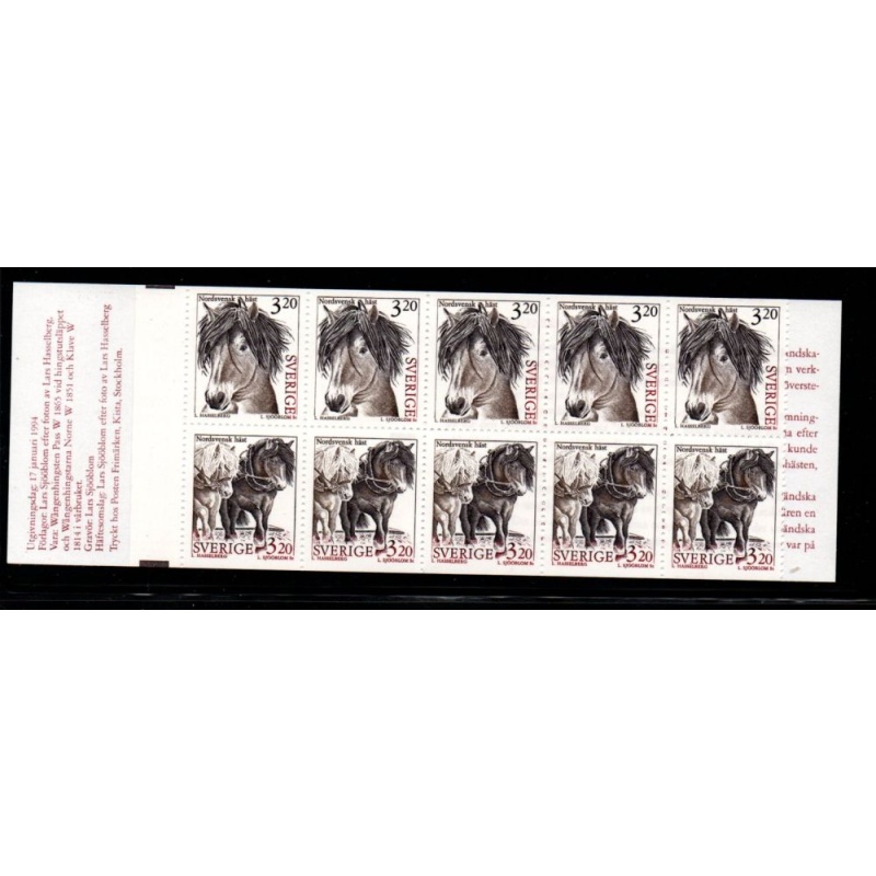 Sweden Sc 2048a 1994 Horses stamp booklet mint NH