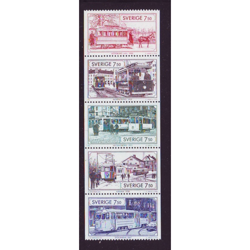 Sweden Sc 2127-2131 1995 Trams stamp set mint NH