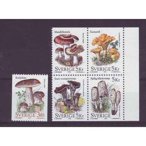 Sweden Sc 2186-2190 1996 Mushrooms stamp set mint NH