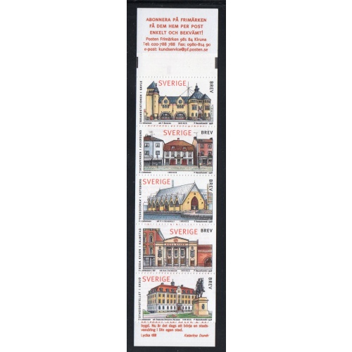 Sweden Sc 2273a 1998 Public Buildings stamp booklet  mint NH