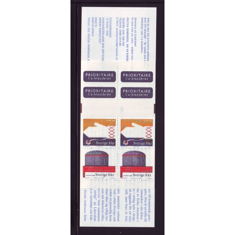Sweden Sc 2278a 1998 Handicrafts stamp booklet mint NH