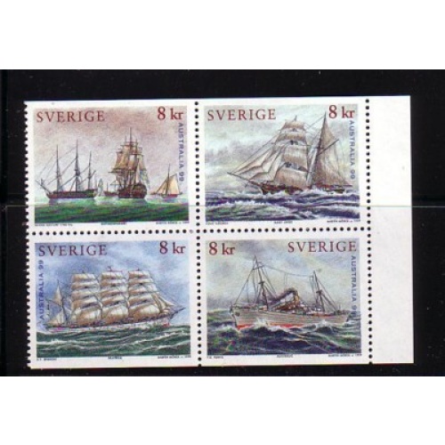 Sweden Sc  2339-2342 1999 Swedish Ships stamp block mint NH