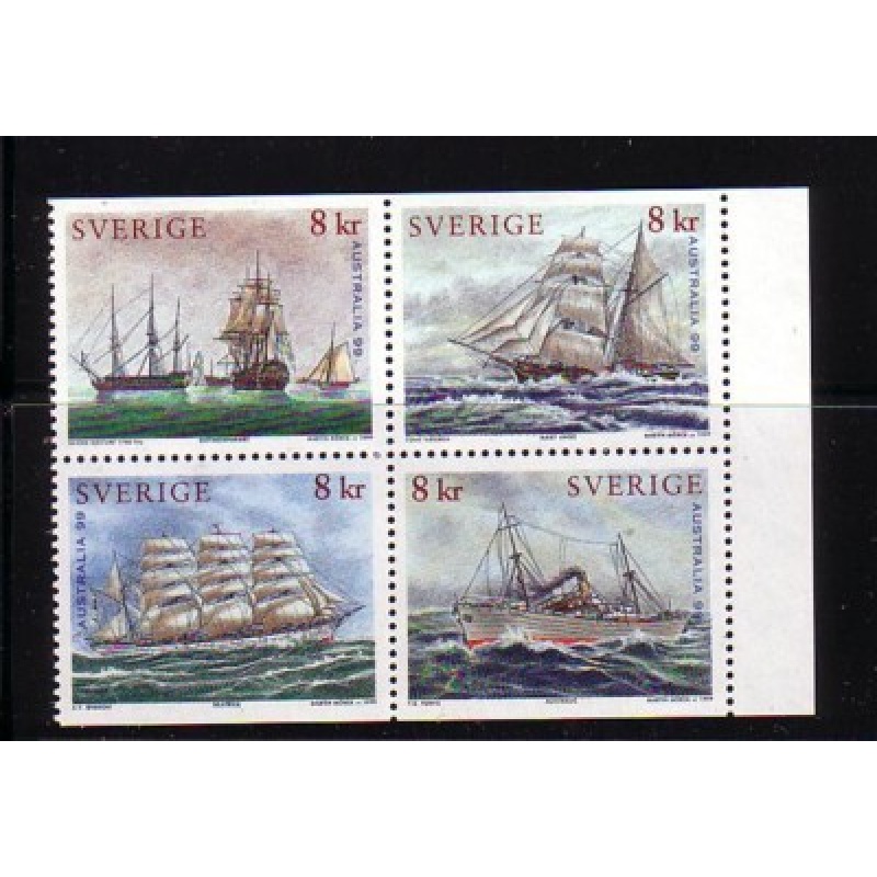 Sweden Sc  2339-2342 1999 Swedish Ships stamp block mint NH