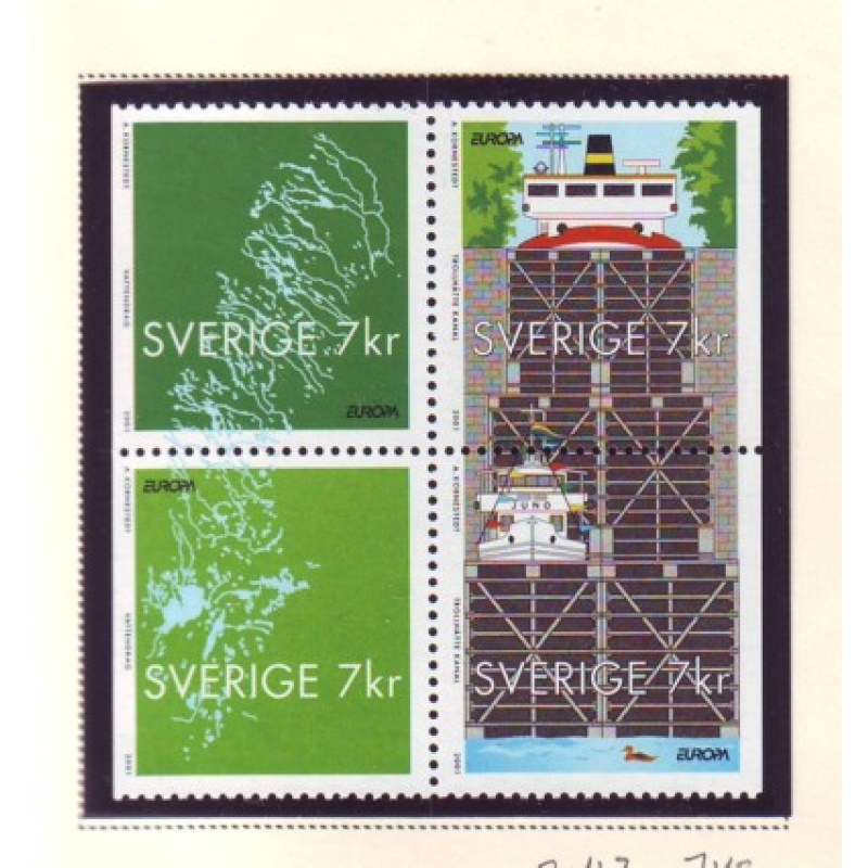 Sweden Sc  2413 2000 Europa stamp booklet pane of 4 mint NH