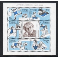 Sweden Sc  2431 2002 Astrid Lindgren  stamp booklet pane of 7 mint NH