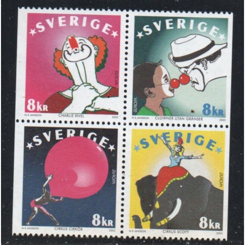Sweden Sc 2439 2002 Europa, Circus, stamp block of 4 mint NH