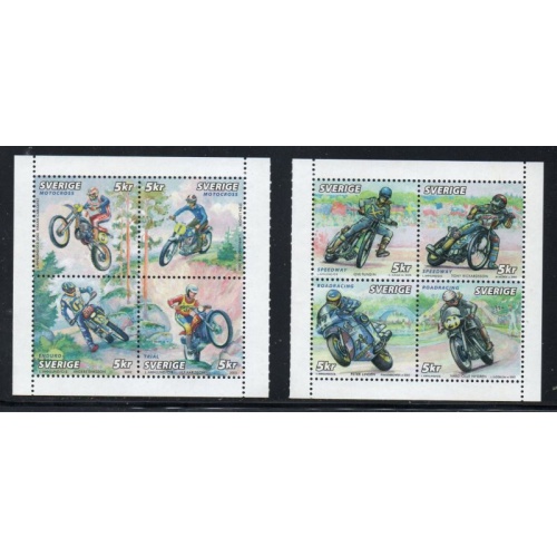 Sweden Sc  2446-2447 2002 Motorcycle Races booklet panes of 4 mint NH