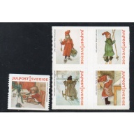 Sweden Sc  2472-2473 2002 Christmas Paintings by Larsson stamp & block mint NH