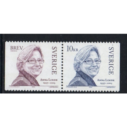 Sweden Sc  2474 2003 Anna Lindh Memorial stamp pair mint NH