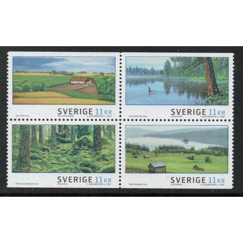 Sweden Sc 2564 2007  Landscapes stamp set block of 4 mint NH