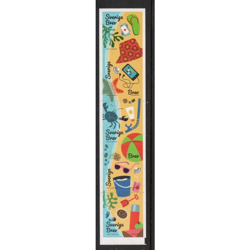 Sweden Sc  2777 2016 Beach Vacation Items stamp set mint NH