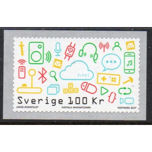 Sweden Sc 2807 2017 100kr Digital Innovations stamp mint NH