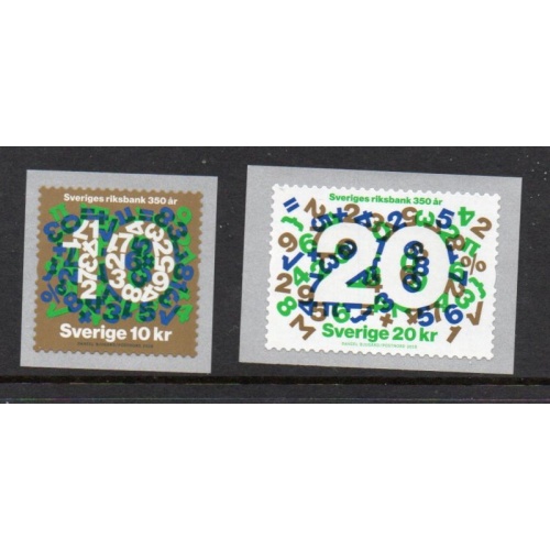 Sweden Sc 2811-2812 2018 350th Anniversary Riksbank stamp set  mint NH