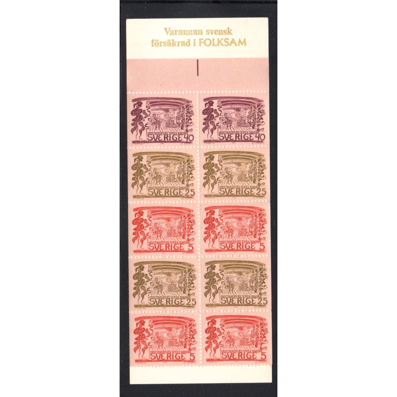 Sweden Sc 706a 1966 Trottingham Theatre stamp booklet pane mint NH