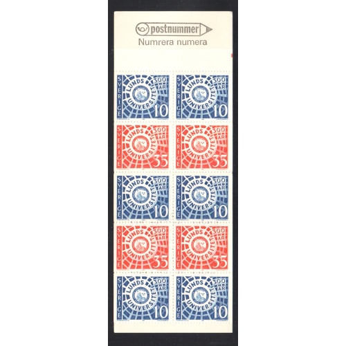 Sweden Sc781a 1968 Lund University stamp booklet pane mint NH