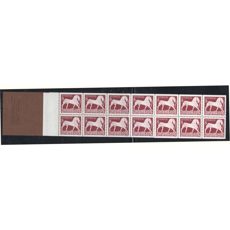 Sweden Sc 961a 1973 Horse stamp booklet pane of 20 mint NH
