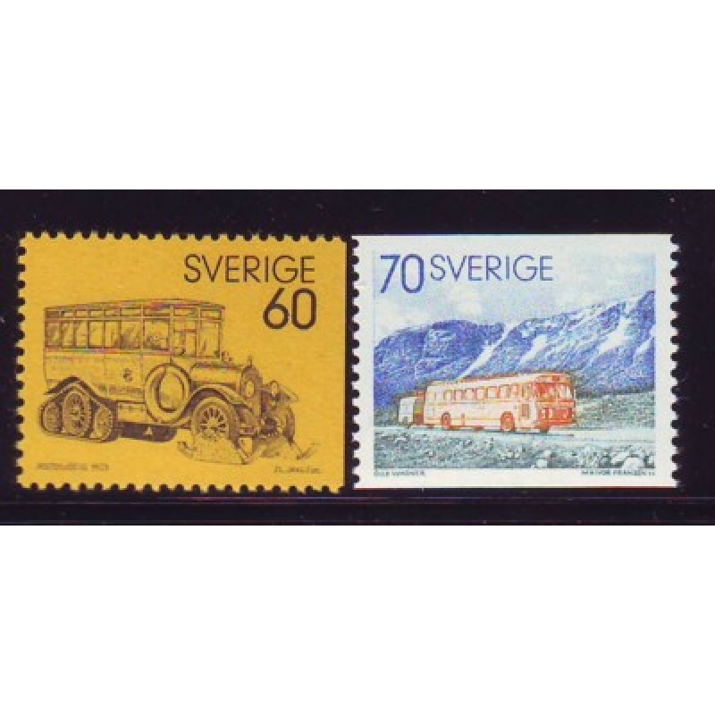 Sweden Sc 990-91 1973 Postal Buses stamp set mint NH