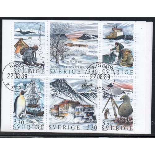 Sweden Sc  1754a 1989  Polar Exploraion stamp booklet pane used