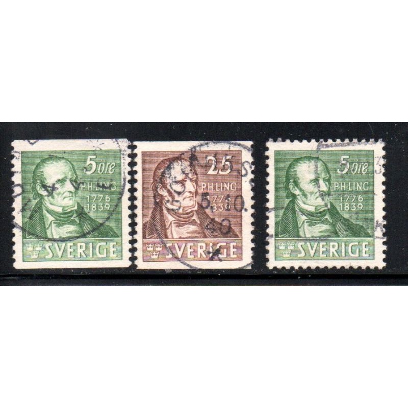 Sweden Sc 290-292 1939 Death of Lings tamp set used