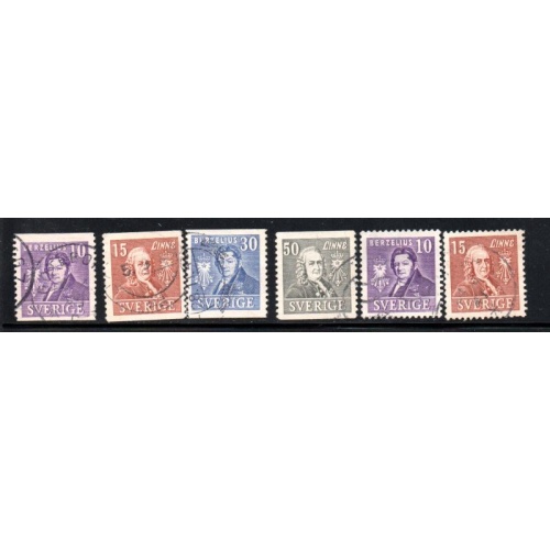 Sweden Sc 293-298 1939 Royal Academy of Sciences tamp set used