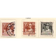 Sweden Sc 313-315 1940 Birth of Sergel stamp set used
