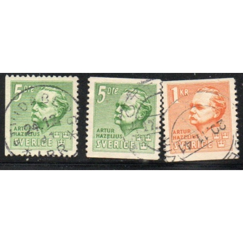 Sweden Sc 323-325 1941 Hazelius stamp set used