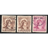Sweden Sc 326-328 1941 St Bridget stamp set used