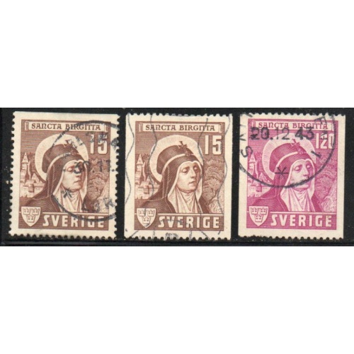 Sweden Sc 326-328 1941 St Bridget stamp set used