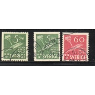 Sweden Sc 360-362 1945 Anniversary Swedish Press stamp set used