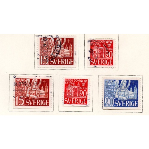 Sweden Sc 369-373 Lund Cathedral Anniversary stamp set used