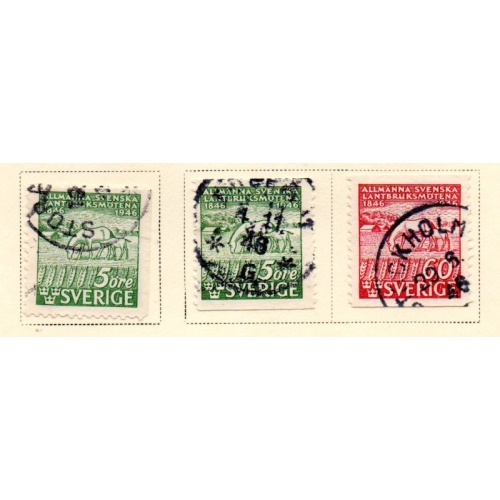Sweden Sc 374-376 1946 Agricultural Shows stamp set used