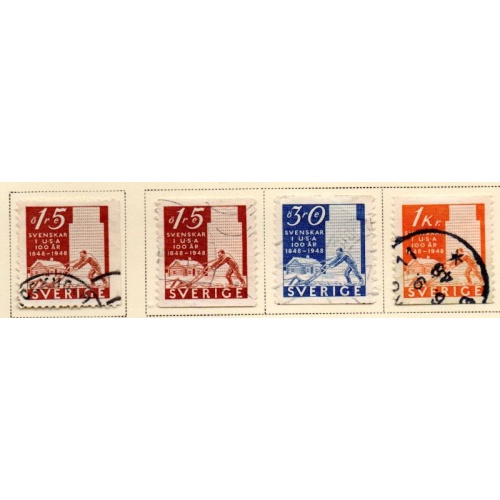 Sweden Sc 400-403 1948 Swedish Pioneers in US stamp set used