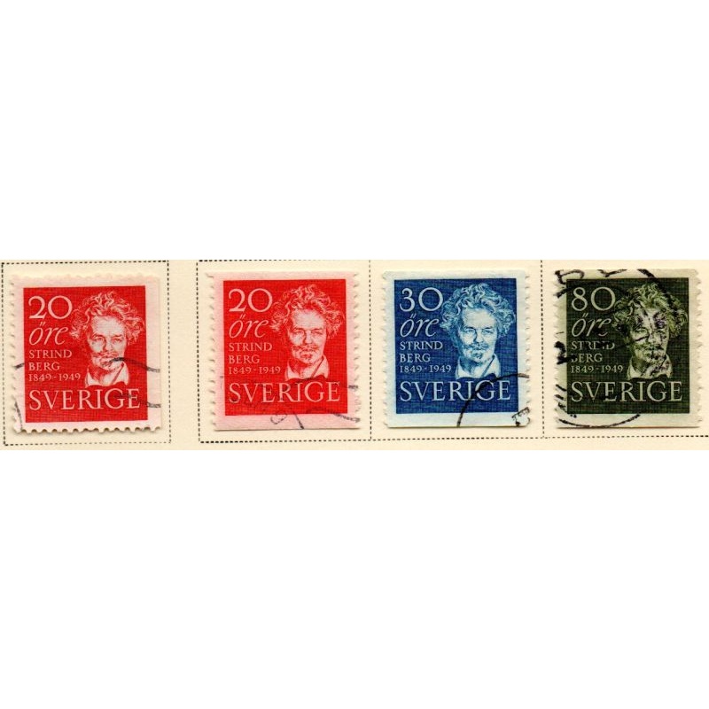 Sweden Sc 404-407 1949 Strindberg stamp set used